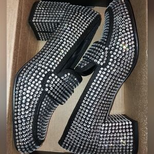 New Style Queen Rhinestone Heel Loafers